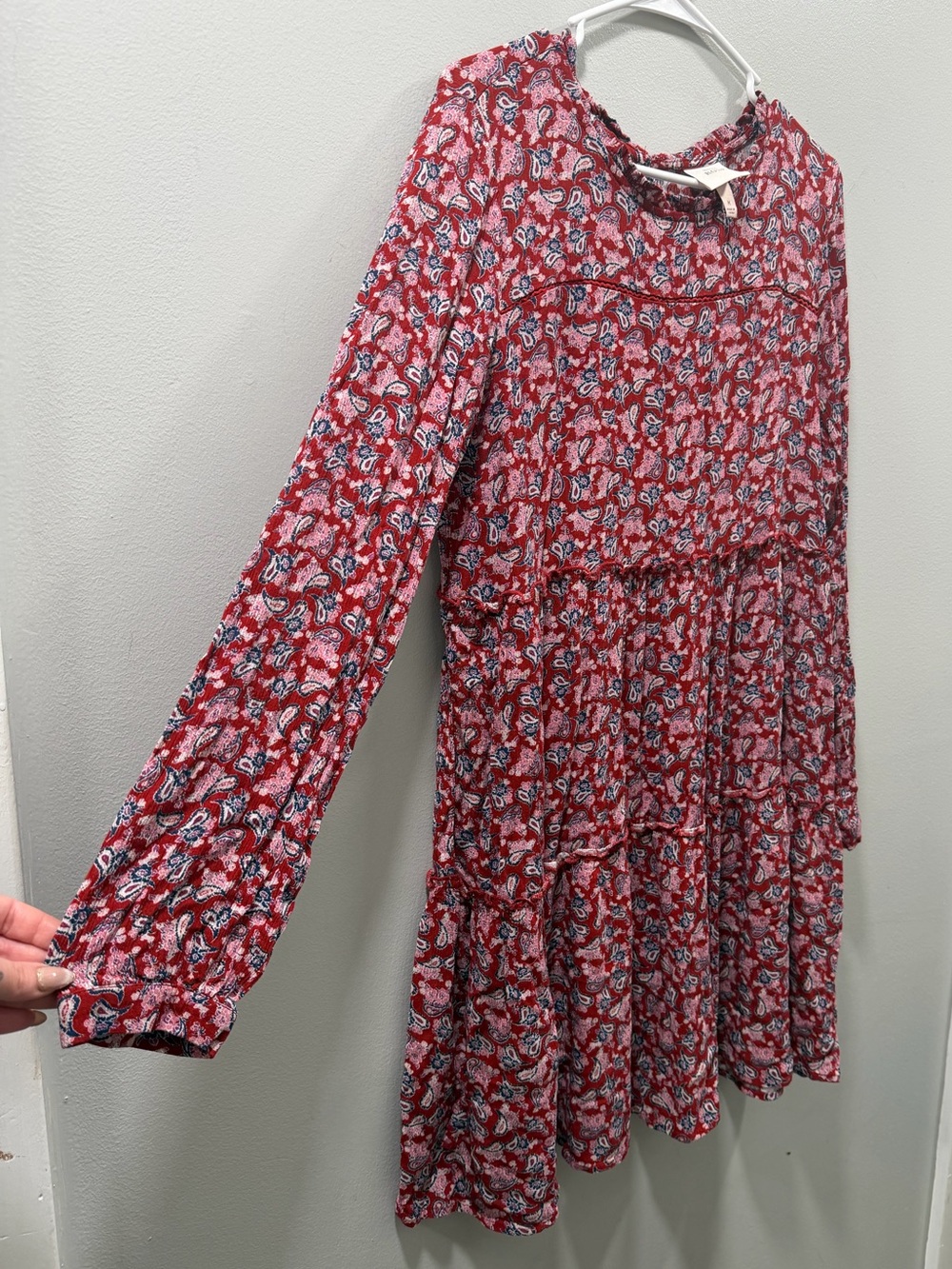 Knox rose Red Floral Long-Sleeve Tiered Dress